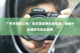 广州市侦探公司：哈尔滨招聘风控催收：揭秘行业现状与职业发展