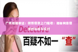 广州婚姻取证：微博借款上门催收：揭秘网络借贷的风险与应对