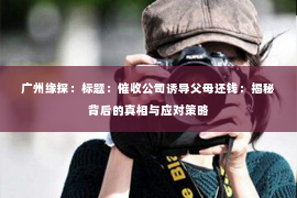 广州缘探：标题：催收公司诱导父母还钱：揭秘背后的真相与应对策略