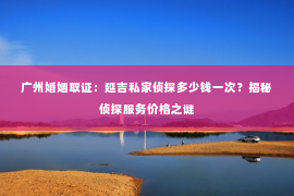 广州婚姻取证：延吉私家侦探多少钱一次？揭秘侦探服务价格之谜