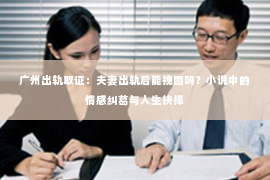 广州出轨取证：夫妻出轨后能挽回吗？小说中的情感纠葛与人生抉择