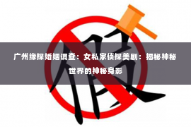 广州缘探婚姻调查：女私家侦探美剧：揭秘神秘世界的神秘身影