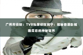 广州市侦探：TVB私家侦探姚宁：揭秘香港影视圈背后的神秘世界