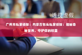 广州市私家侦探：内蒙古包头私家侦探：揭秘隐秘世界，守护你的权益
