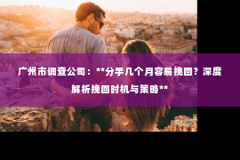 广州市调查公司：**分手几个月容易挽回？深度解析挽回时机与策略**