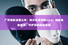 广州缘探调查公司：丽水私家侦探sina：揭秘隐秘世界，守护你的隐私防线